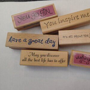 Set of 6 different sayings stampers